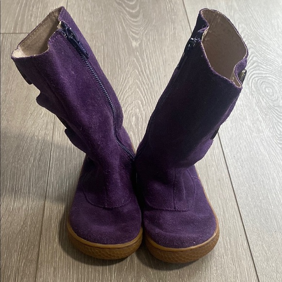 Live and Luca Toddler Girls Sz 6 6T 6c Purple Suede Button Leather Boots Tall - Picture 2 of 8